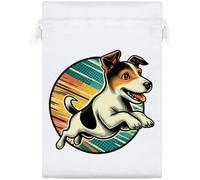 Azeeda 25cm 'Jumping Jack Russell' Satin Drawstring Bag/Pouch (SB00146756)