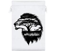 Azeeda 25cm 'Lion Side View with African Savanna' Satin Drawstring Bag/Pouch (SB00124292)