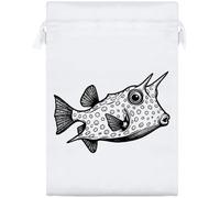 Azeeda 25cm 'Longhorn Cowfish' Satin Drawstring Bag/Pouch (SB00155632)