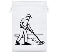 Azeeda 25cm 'Man Metal Detecting' Satin Drawstring Bag/Pouch (SB00126732)