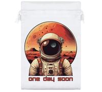 Azeeda 25cm 'Mars Astronaut, One Day Soon' Satin Drawstring Bag/Pouch (SB00122960)