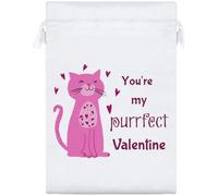Azeeda 25cm 'My Purrfect Valentine' Satin Drawstring Bag/Pouch (SB00139400)