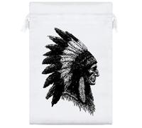 Azeeda 25cm 'Native American Chief Side View' Satin Drawstring Bag/Pouch (SB00126020)
