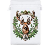 Azeeda 25cm 'Overgrown Decorative Crest with a Stag' Satin Drawstring Bag/Pouch (SB00144536)