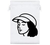 Azeeda 25cm 'Peaceful Woman Wearing a Cap' Satin Drawstring Bag/Pouch (SB00129736)