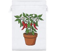 Azeeda 25cm 'Pepper Plant In Pot' Satin Drawstring Bag/Pouch (SB00147220)