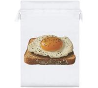 Azeeda 25cm 'Perfect Sunny Side Up Egg on Toast' Satin Drawstring Bag/Pouch (SB00147492)