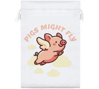 Azeeda 25cm 'Pigs Might Fly' Satin Drawstring Bag/Pouch (SB00135068)
