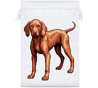 Azeeda 25cm 'Pixel Style Vizsla Dog' Satin Drawstring Bag/Pouch (SB00143512)