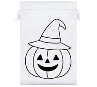 Azeeda 25cm 'Pumpkin with witches hat' Satin Drawstring Bag/Pouch (SB00127560)