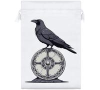 Azeeda 25cm 'Raven on Viking Shield' Satin Drawstring Bag/Pouch (SB00146696)
