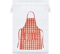 Azeeda 25cm 'Red Gingham Apron' Satin Drawstring Bag/Pouch (SB00157819)