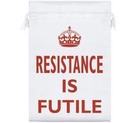 Azeeda 25cm 'Resistance Is Futile' Satin Drawstring Bag/Pouch (SB00149820)