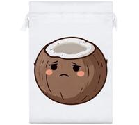 Azeeda 25cm 'Sad Coconut' Satin Drawstring Bag/Pouch (SB00159287)
