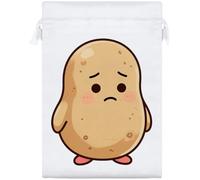 Azeeda 25cm 'Sad Potato' Satin Drawstring Bag/Pouch (SB00159071)