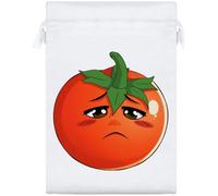Azeeda 25cm 'Sad Tomato' Satin Drawstring Bag/Pouch (SB00158535)