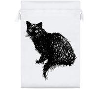 Azeeda 25cm 'Scruffy Cat Scribble' Satin Drawstring Bag/Pouch (SB00150080)
