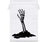 Azeeda 25cm 'Skeleton Hand Reaching Out From Dirt' Satin Drawstring Bag/Pouch (SB00137944)