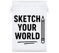 Azeeda 25cm 'Sketch Your World Artist Statement With Penci' Satin Drawstring Bag/Pouch (SB00130132)