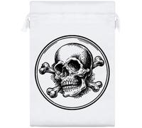 Azeeda 25cm 'Skull and Crossbones' Satin Drawstring Bag/Pouch (SB00161639)