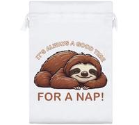 Azeeda 25cm 'Sleepy Sloth Nap Time' Satin Drawstring Bag/Pouch (SB00154568)