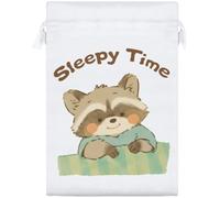 Azeeda 25cm 'Sleepy Time Raccoon' Satin Drawstring Bag/Pouch (SB00156864)