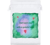 Azeeda 25cm 'Start Each Day With A Grateful Heart' Satin Drawstring Bag/Pouch (SB00134364)