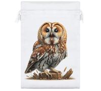 Azeeda 25cm 'Tawny Owl Calling' Satin Drawstring Bag/Pouch (SB00127160)