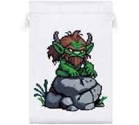 Azeeda 25cm 'Troll on Rock' Satin Drawstring Bag/Pouch (SB00152880)