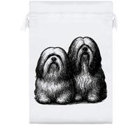 Azeeda 25cm 'Two Lhasa Apso Dogs' Satin Drawstring Bag/Pouch (SB00136112)