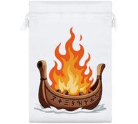 Azeeda 25cm 'Viking Funeral Pyre Ship' Satin Drawstring Bag/Pouch (SB00146700)
