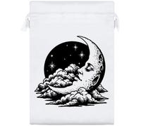 Azeeda 25cm 'Vintage Moon & Stars' Satin Drawstring Bag/Pouch (SB00162175)