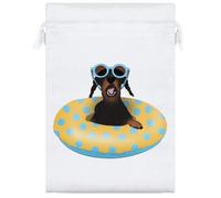Azeeda 25cm 'Wagging Tails & Sunshine Vibes' Satin Drawstring Bag/Pouch (SB00122392)
