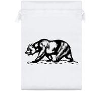 Azeeda 25cm 'Walking Brown Bear' Satin Drawstring Bag/Pouch (SB00144184)