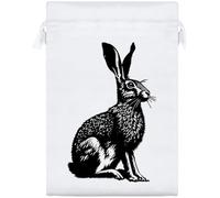 Azeeda 25cm 'Wild Hare Resting' Satin Drawstring Bag/Pouch (SB00146620)
