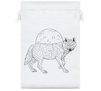 Azeeda 25cm 'Wolf & Full Moon' Satin Drawstring Bag/Pouch (SB00130224)
