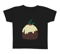 Azeeda 3-4 Years 'Christmas Pudding' Children's/Kid's T-Shirt (Black) (TS00354486)