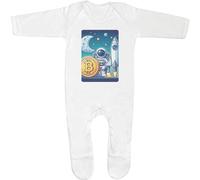 Azeeda 3-6 Month 'Bitcoin to the Moon' Baby Romper Jumpsuit/Sleep Suit (SS00077911) White