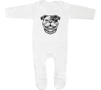 Azeeda 3-6 Month 'Happy Bulldog' Baby Romper Jumpsuit/Sleep Suit (SS00101047)