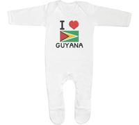Azeeda 3-6 Month 'I Love Guyana' Baby Romper Jumpsuit/Sleep Suit (SS00057146)
