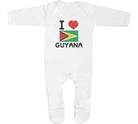 Azeeda 3-6 Month 'I Love Guyana' Baby Romper Jumpsuit/Sleep Suit (SS00057146) White