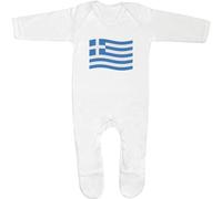 Azeeda 3-6 Month 'Waving Greek Flag' Baby Romper Jumpsuit/Sleep Suit (SS00078457) White