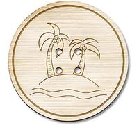 Azeeda 3 x 38mm 'Beach Palm Trees' Large Round Wooden Buttons (BT00080505)