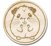 Azeeda 3 x 38mm 'Cute Guinea Pig' Large Round Wooden Buttons (BT00126599)