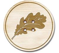 Azeeda 3 x 38mm 'Oak Leaf' Large Round Wooden Buttons (BT00014601)