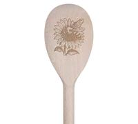 Azeeda 30cm 'Bee Pollinating A Sunflower in The Garden' Wooden Cooking Spoon (SO00027216)