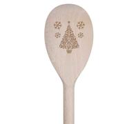 Azeeda 30cm 'Christmas Tree & Snowflakes' Wooden Cooking Spoon (SO00023084)