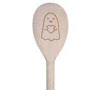 Azeeda 30cm 'Cute Ghost Holding Heart' Wooden Cooking Spoon (SO00028436)