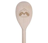 Azeeda 30cm 'Happy Sloth Face' Wooden Cooking Spoon (SO00019669)