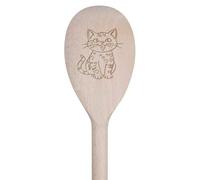 Azeeda 30cm 'Heart Kitten' Wooden Cooking Spoon (SO00027820)